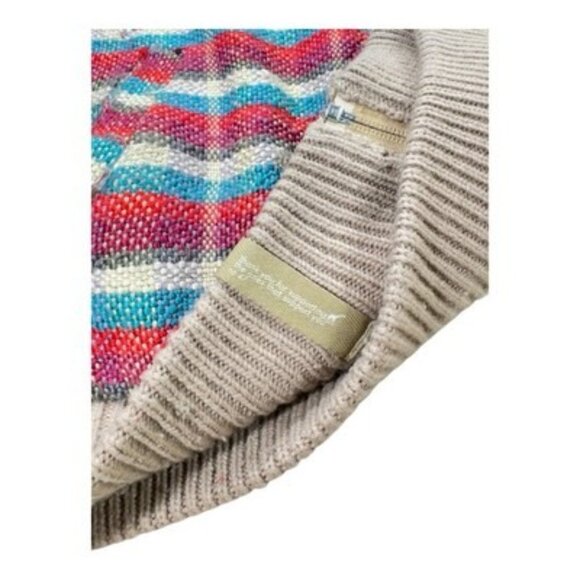 LRG Knit Sweater Jacket L Beige Multi Stripe Front Zip-Up Pockets Lined Rare - Picture 12 of 16